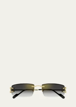 CartierMen's Rimless Metal Rectangle Sunglasses