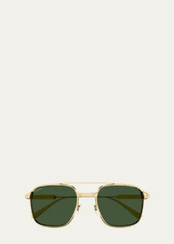 CartierMen's CT0610S-002 Double-Bridge Titanium Aviator Sunglasses