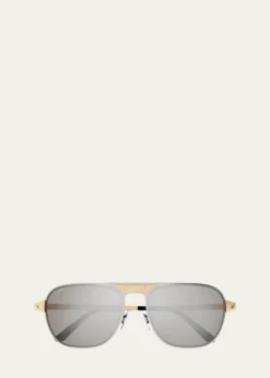 CartierMen's CT0532SM Metal Aviator Sunglasses