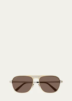 CartierMen's CT0532SM Metal Aviator Sunglasses