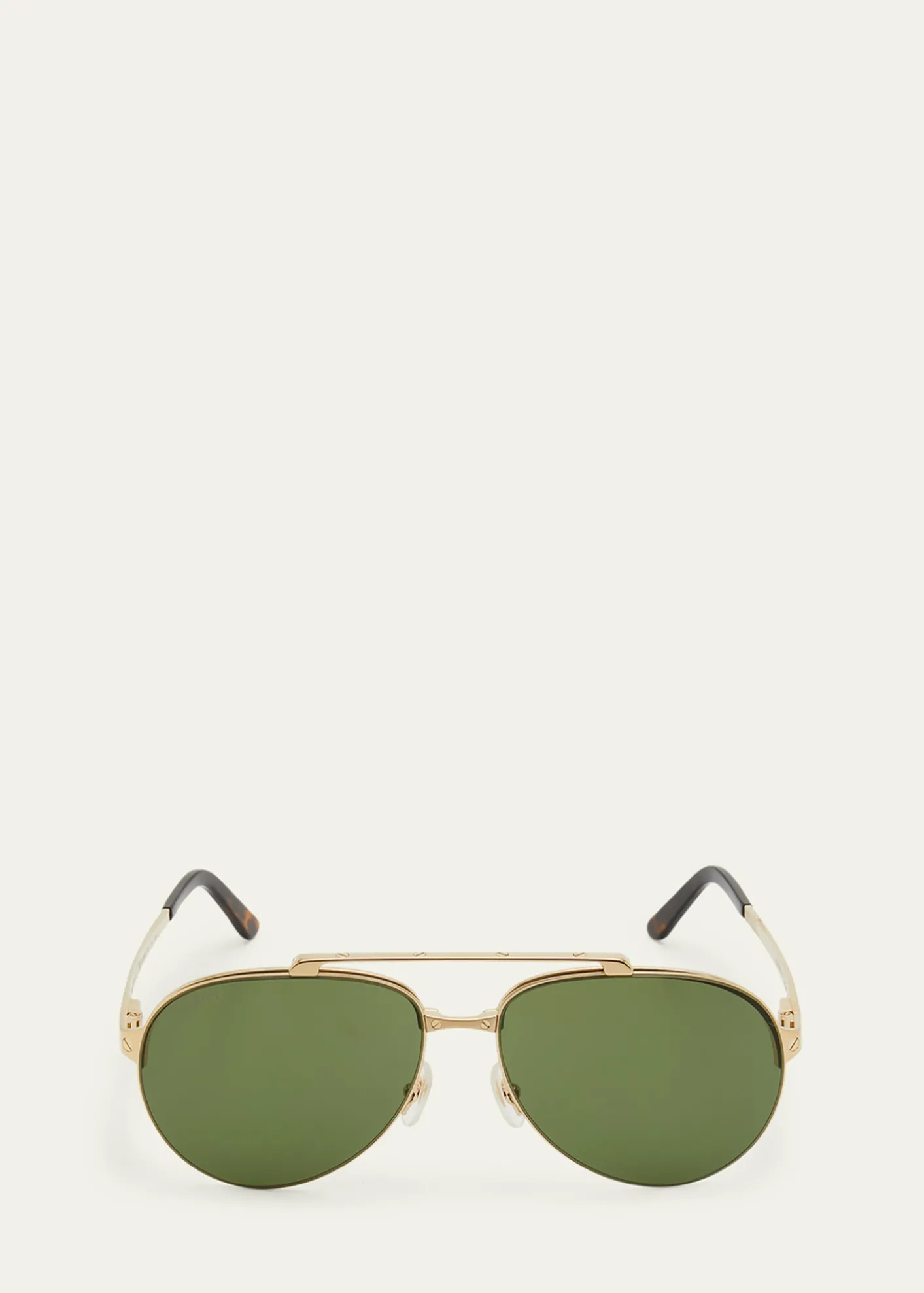 CartierMen's Metal Double-Bridge Aviator Sunglasses