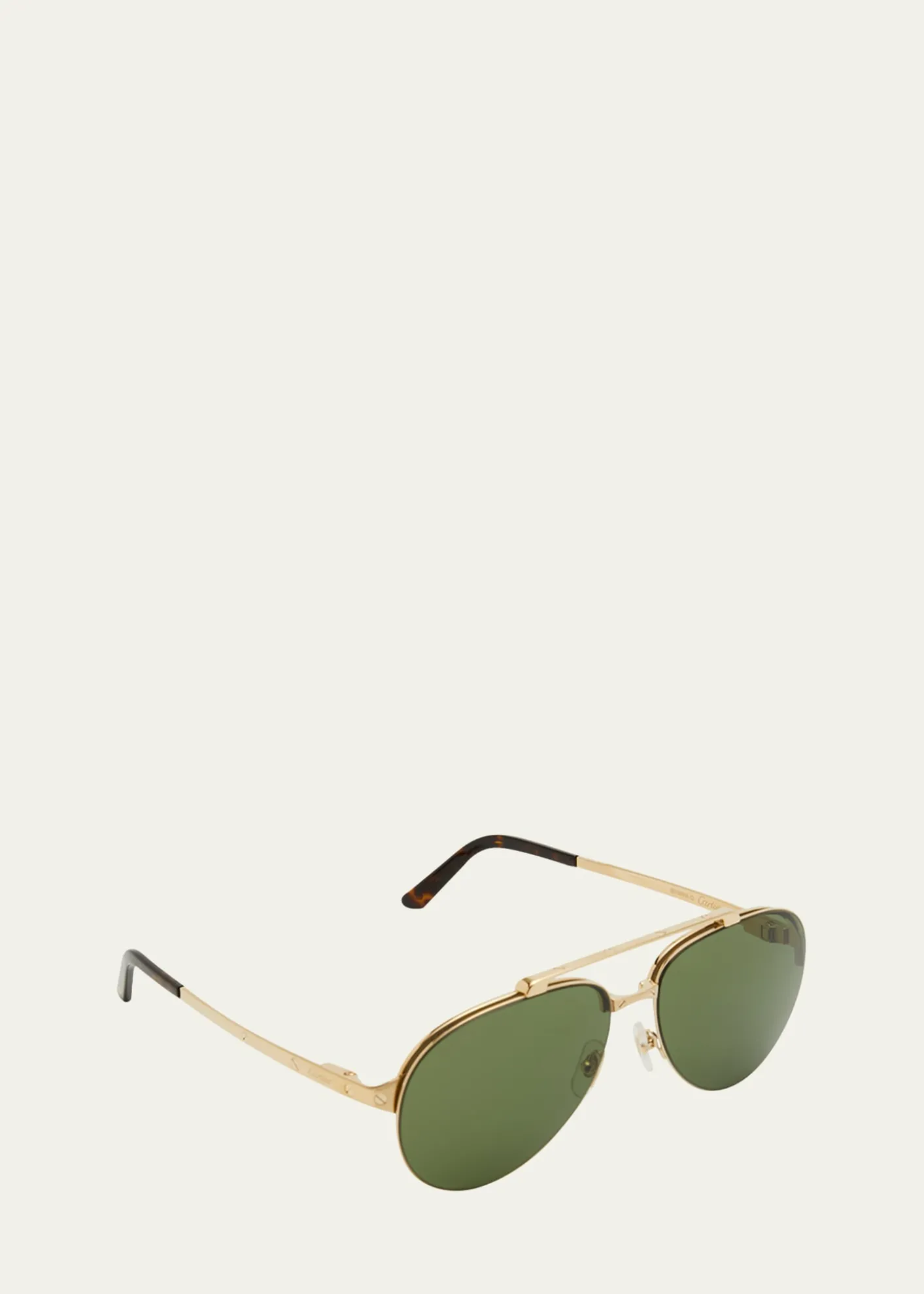 CartierMen's Metal Double-Bridge Aviator Sunglasses