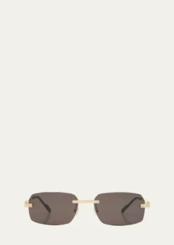 CartierMen's Rimless Metal Rectangle Sunglasses