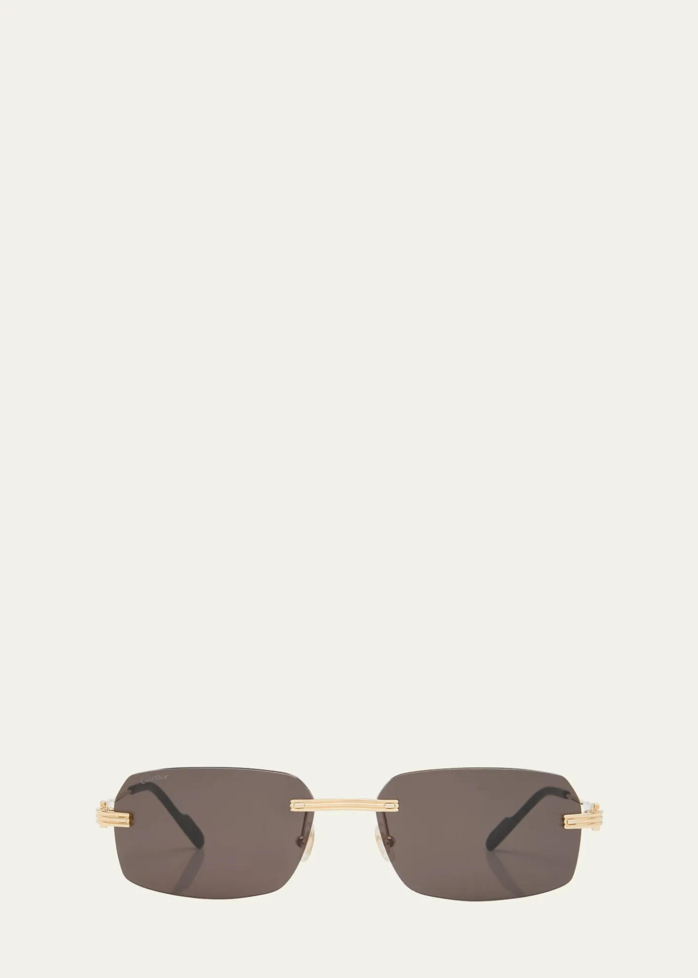 CartierMen's Rimless Metal Rectangle Sunglasses