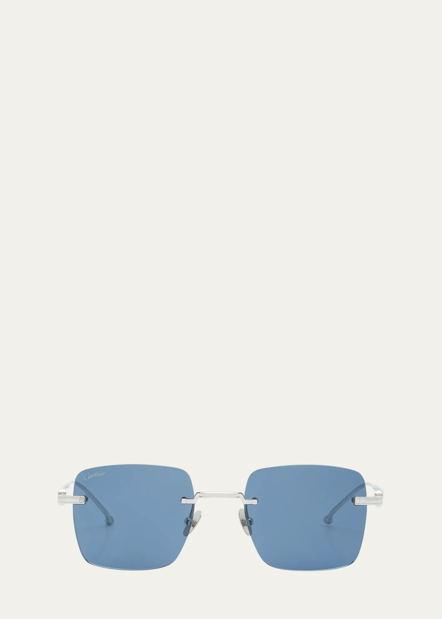 CartierMen's Rimless Rectangle Metal Sunglasses
