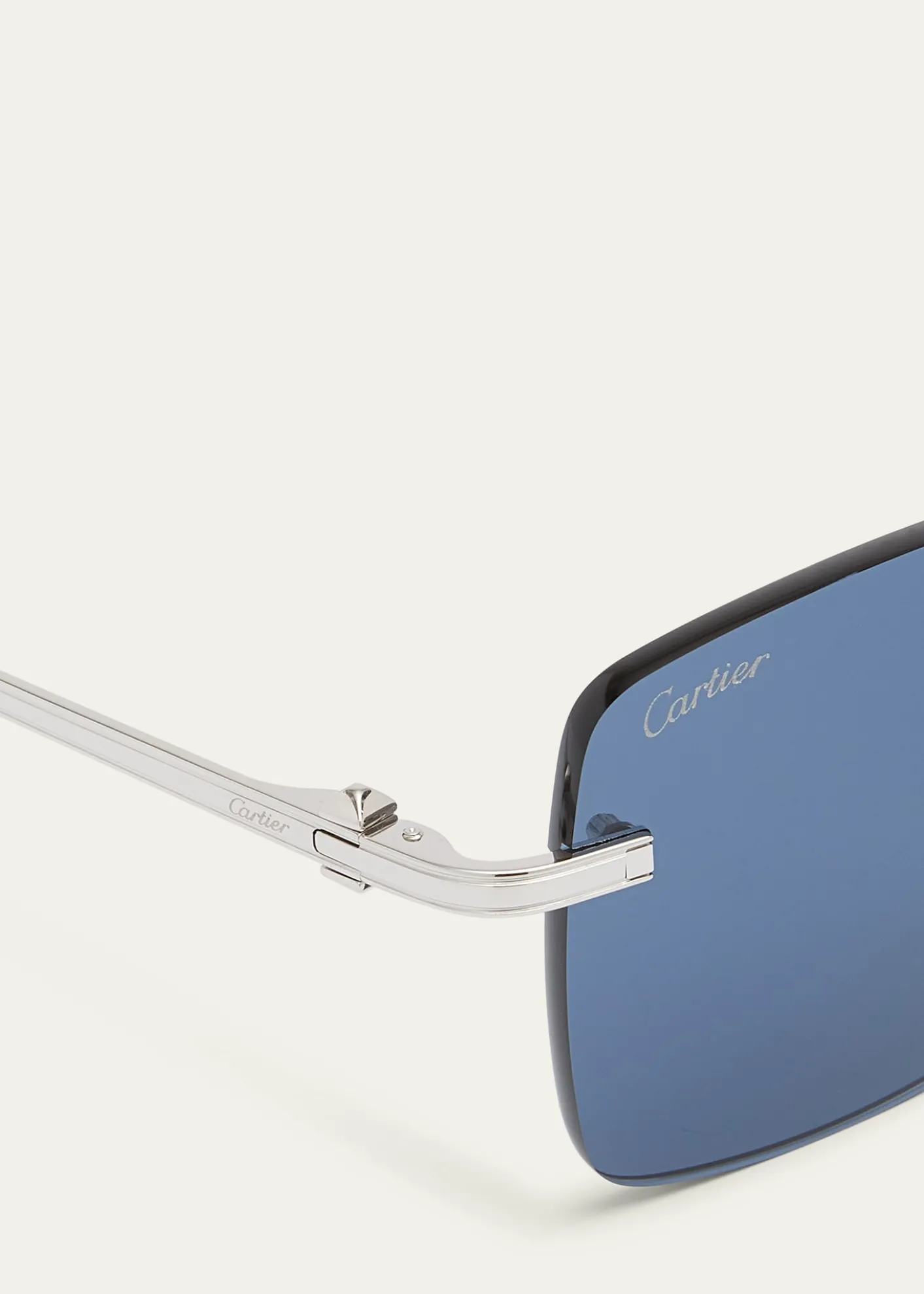 CartierMen's Rimless Rectangle Metal Sunglasses