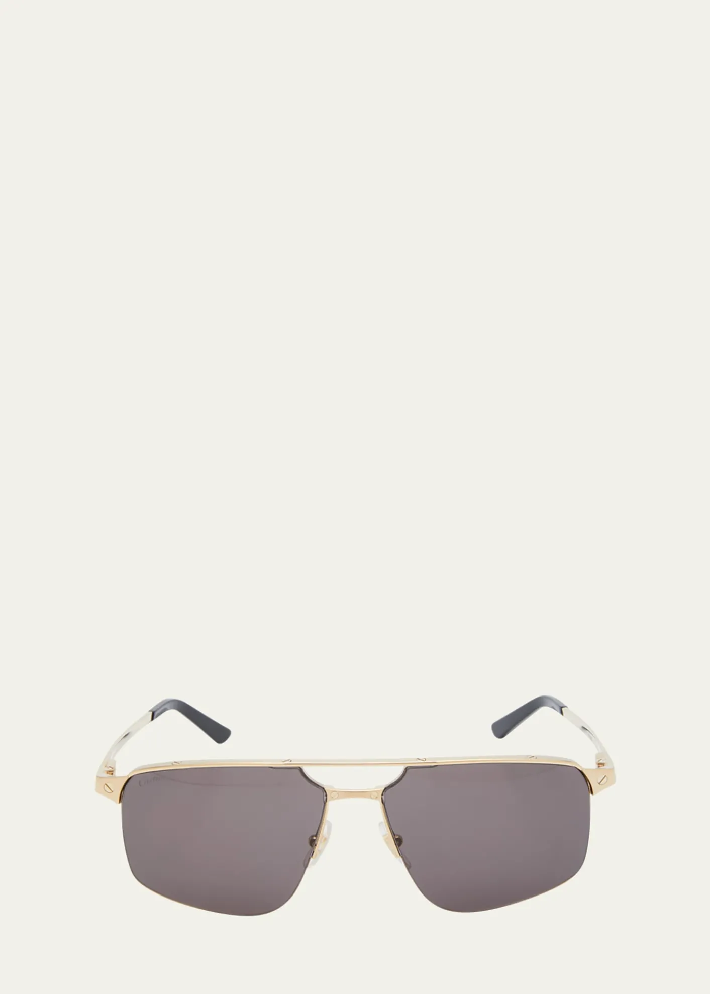 CartierMen's Square Rimless Metal Sunglasses