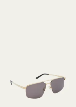 CartierMen's Square Rimless Metal Sunglasses