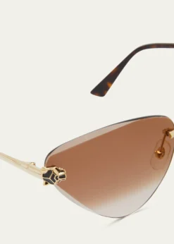 CartierPanthère Rimless Cat-Eye Metal Sunglasses