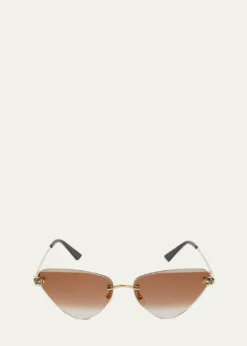 CartierPanthère Rimless Cat-Eye Metal Sunglasses