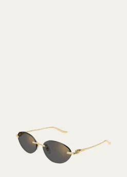 CartierPanthère Rimless Metal Oval Sunglasses