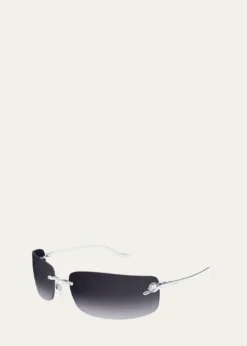 CartierPanthère Rimless Rectangular Sunglasses in Silver Metal