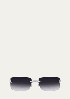 CartierPanthère Rimless Rectangular Sunglasses in Silver Metal