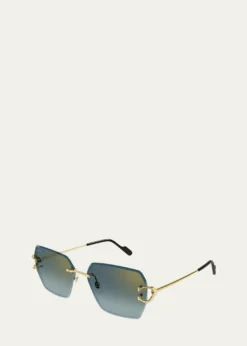 CartierRimless Metal Butterfly Sunglasses