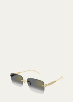 CartierRimless Metal Rectangle Sunglasses