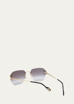 CartierRimless Square Metal Sunglasses