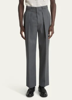 CASABLANCAMen's Wool Maxi-Pleated Trousers