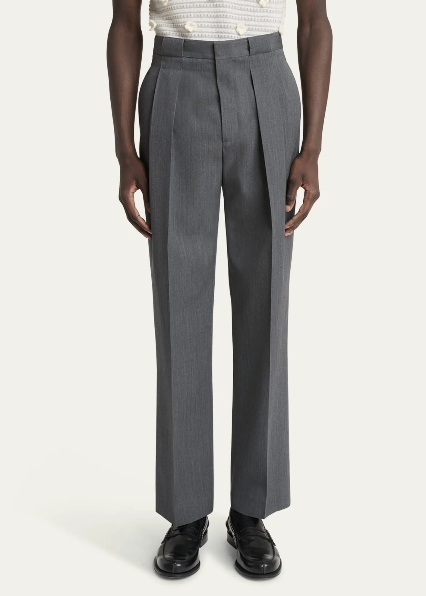 CASABLANCAMen's Wool Maxi-Pleated Trousers