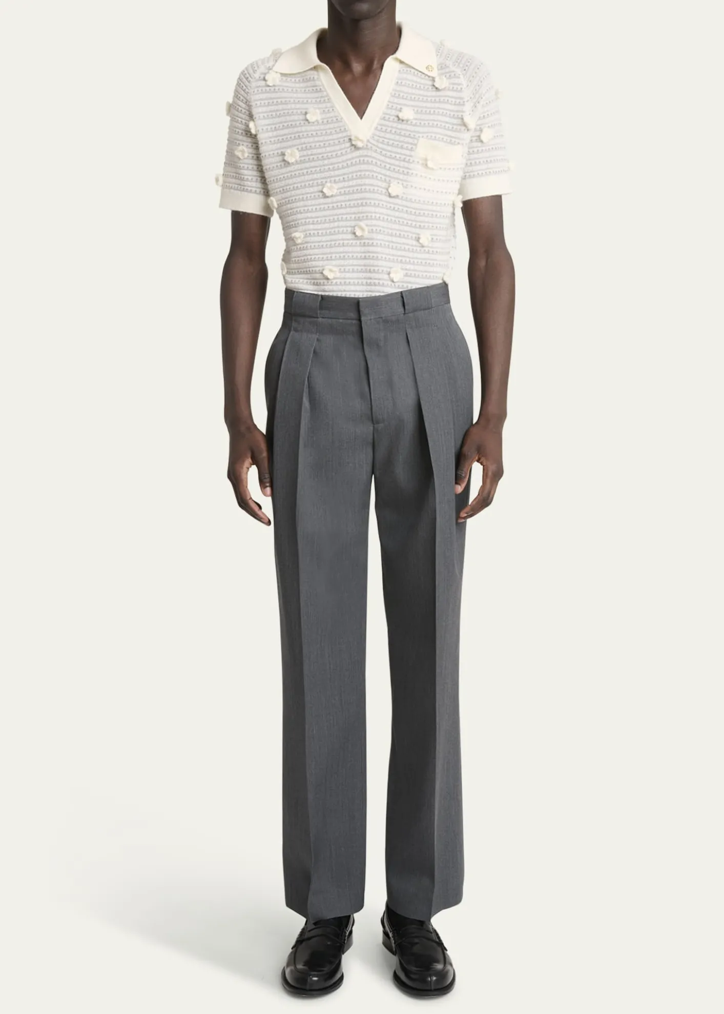 CASABLANCAMen's Wool Maxi-Pleated Trousers