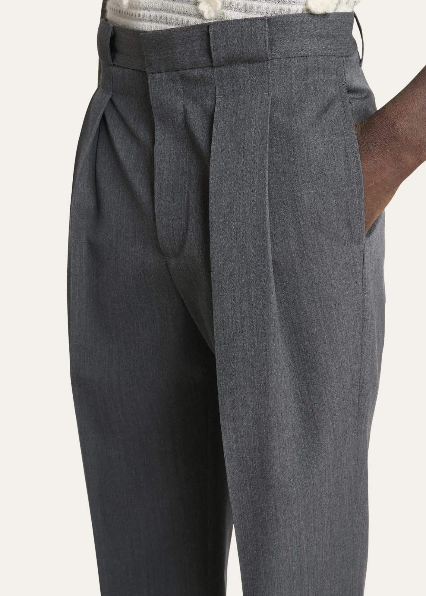 CASABLANCAMen's Wool Maxi-Pleated Trousers