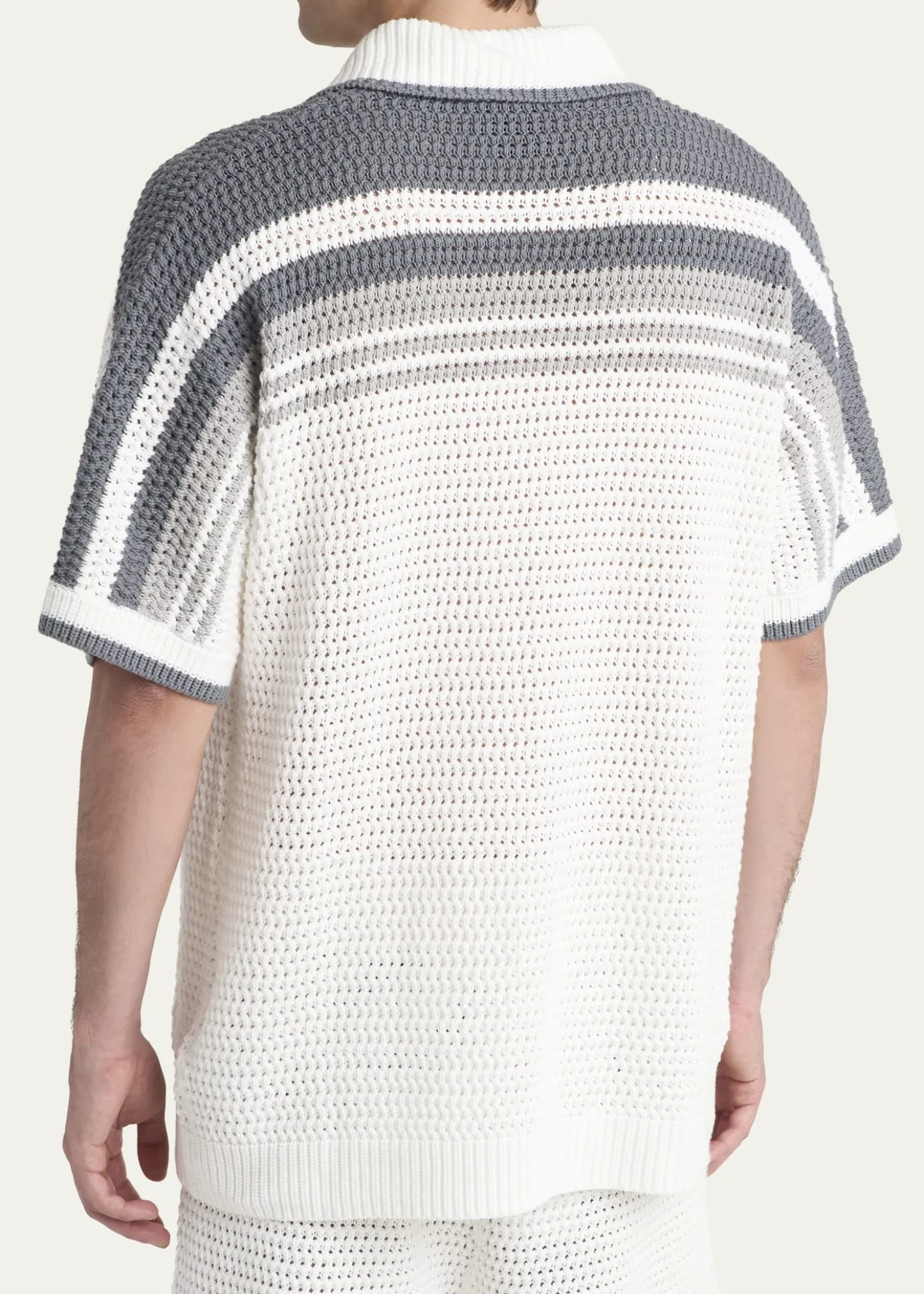 CASABLANCAMen's Cotton Crochet Short-Sleeve Tennis Shirt