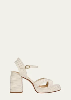 CastanerValle Metallic Raffia Platform Sandals