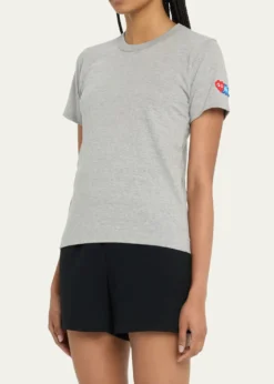 CDG PlayEmbroidered Heart and Invader Patch Cotton T-Shirt