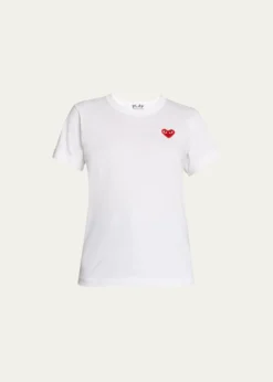 CDG PlayHeart Logo Short-Sleeve Cotton T-Shirt