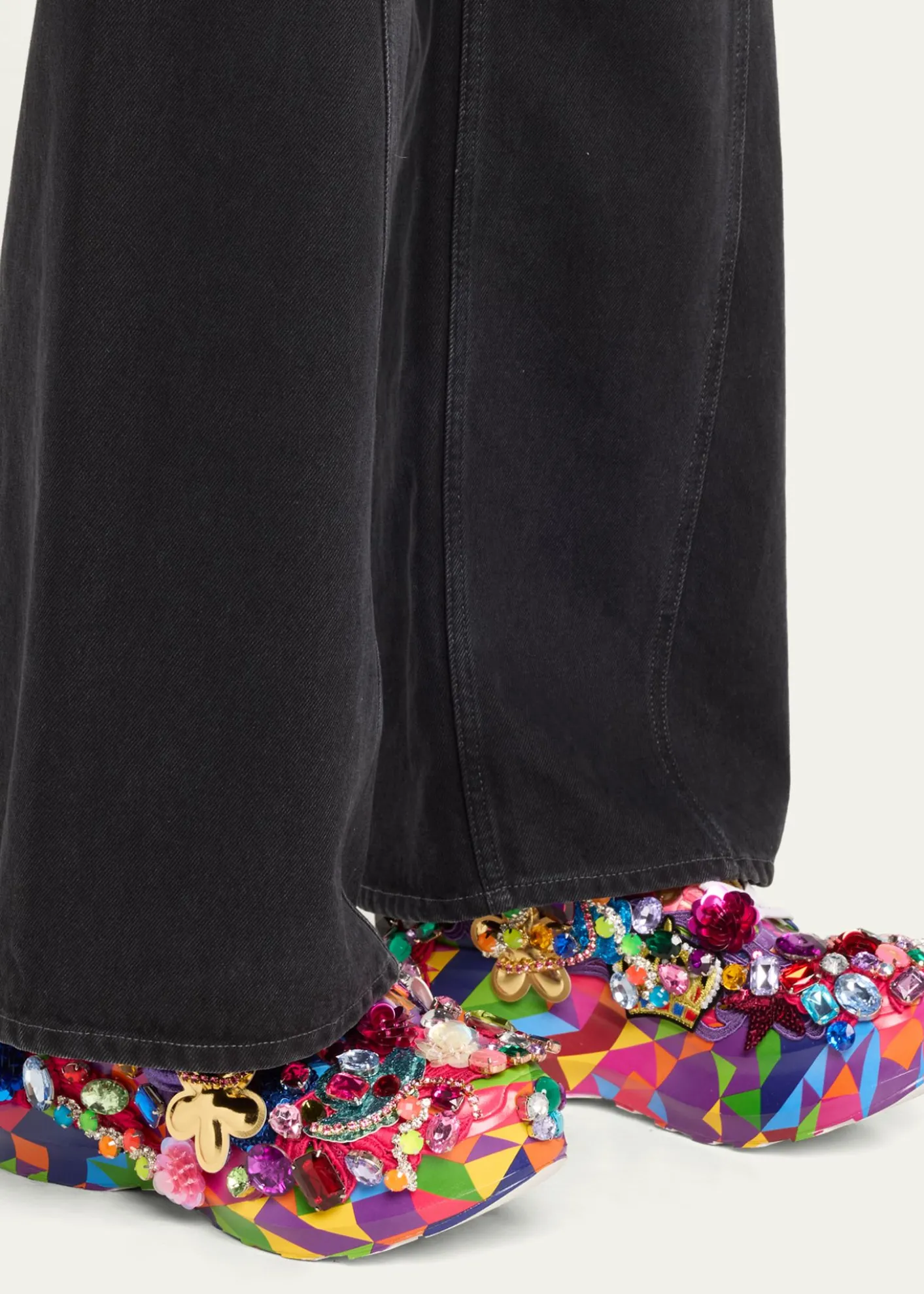 CDG x SalomonEmbellished Printed Leather Platform Sneakers