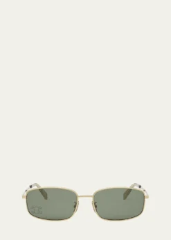 CelineEmbellished Triomphe Metal Rectangle Sunglasses