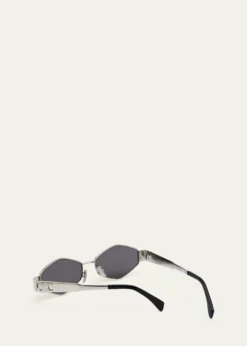 CelineMen's Triomphe Metal and Nylon Oval Sunglasses