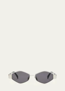 CelineMen's Triomphe Metal and Nylon Oval Sunglasses