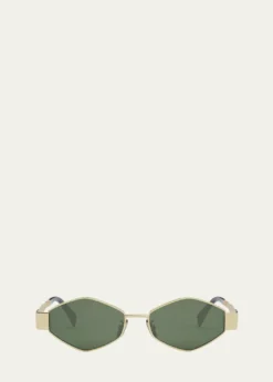 CelineTriomphe Round Metal & Acetate Sunglasses