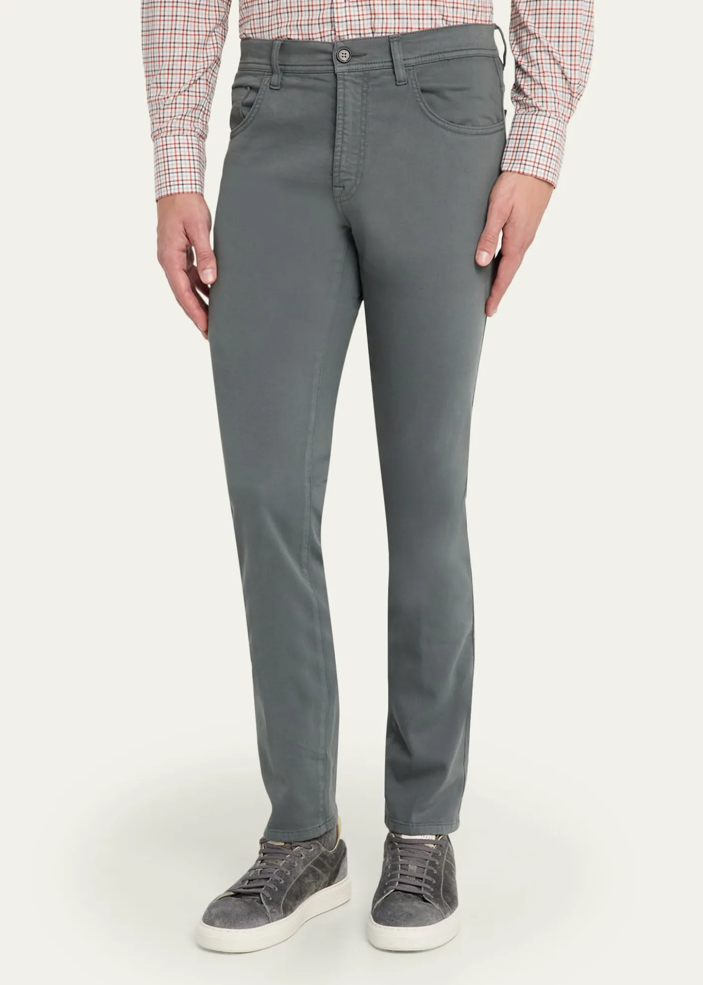 Cesare AttoliniMen's Cotton and Cashmere Slim Five-Pocket Pants