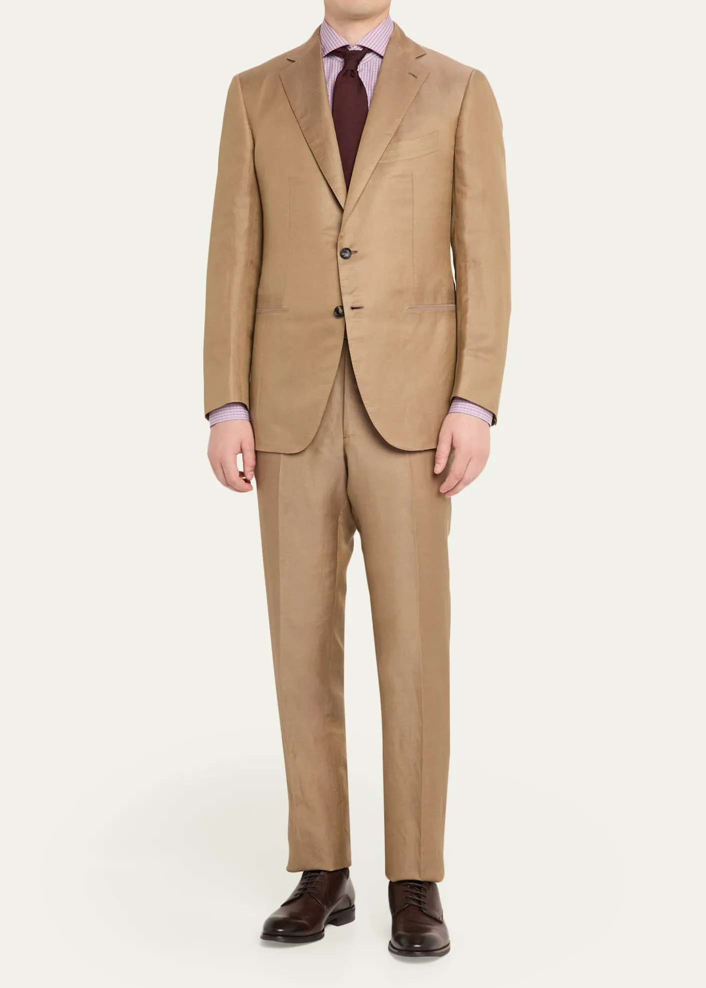 Cesare AttoliniMen's Linen and Silk Topstitch-Pocket Two-Piece Suit