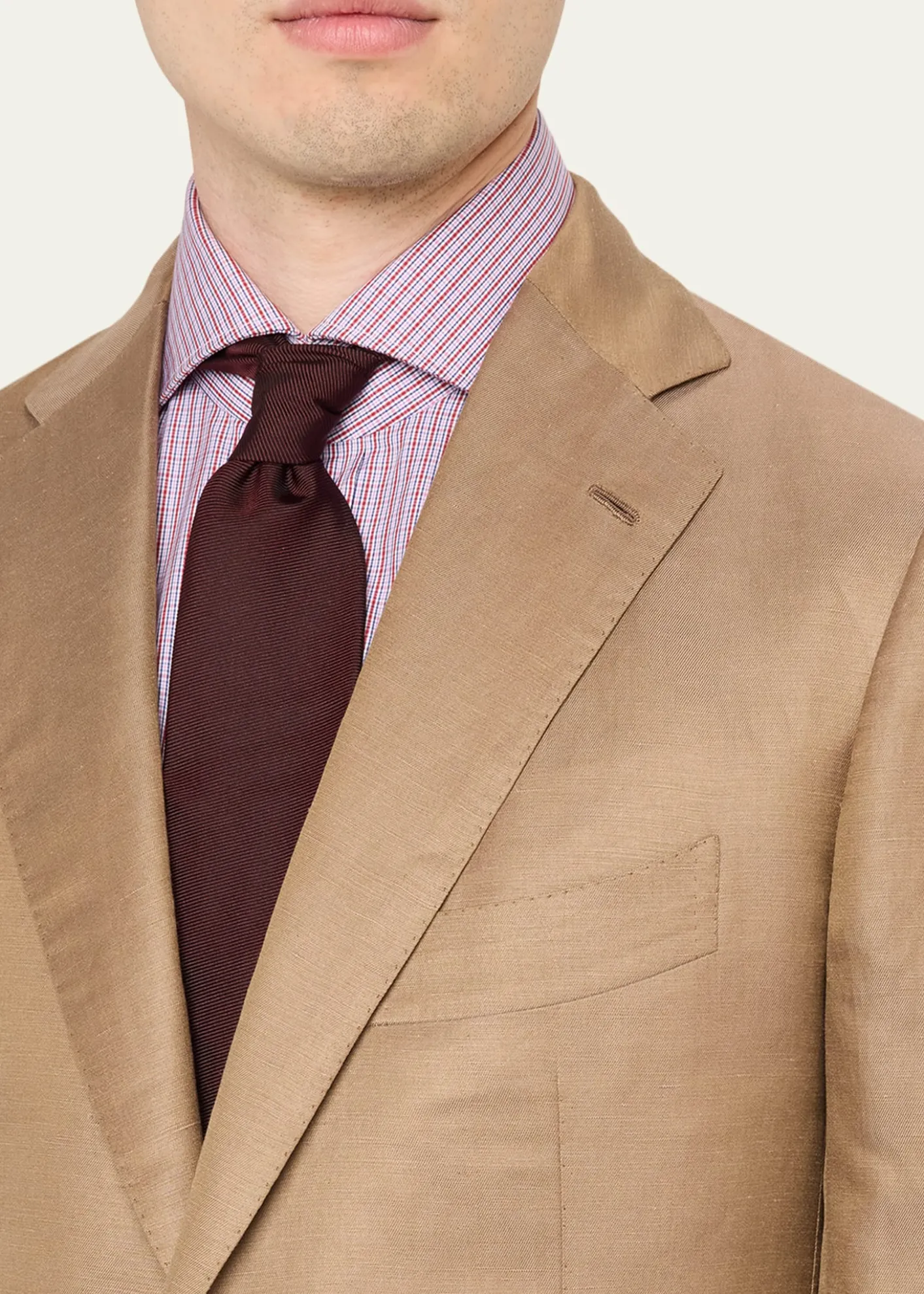 Cesare AttoliniMen's Linen and Silk Topstitch-Pocket Two-Piece Suit