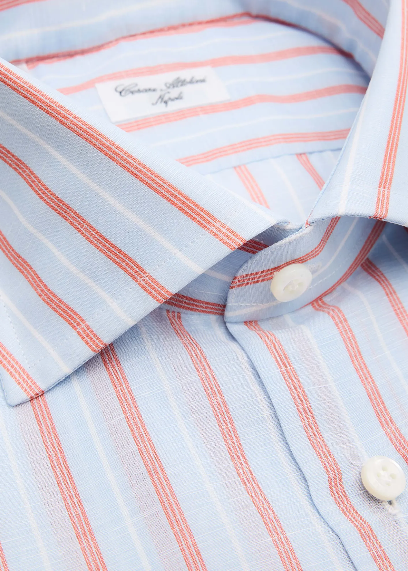 Cesare AttoliniMen's Multi-Stripe Linen and Cotton Dress Shirt