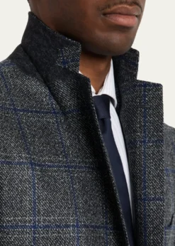 Cesare AttoliniMen's Windowpane Wool Two-Button Jacket
