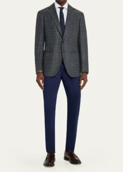 Cesare AttoliniMen's Windowpane Wool Two-Button Jacket