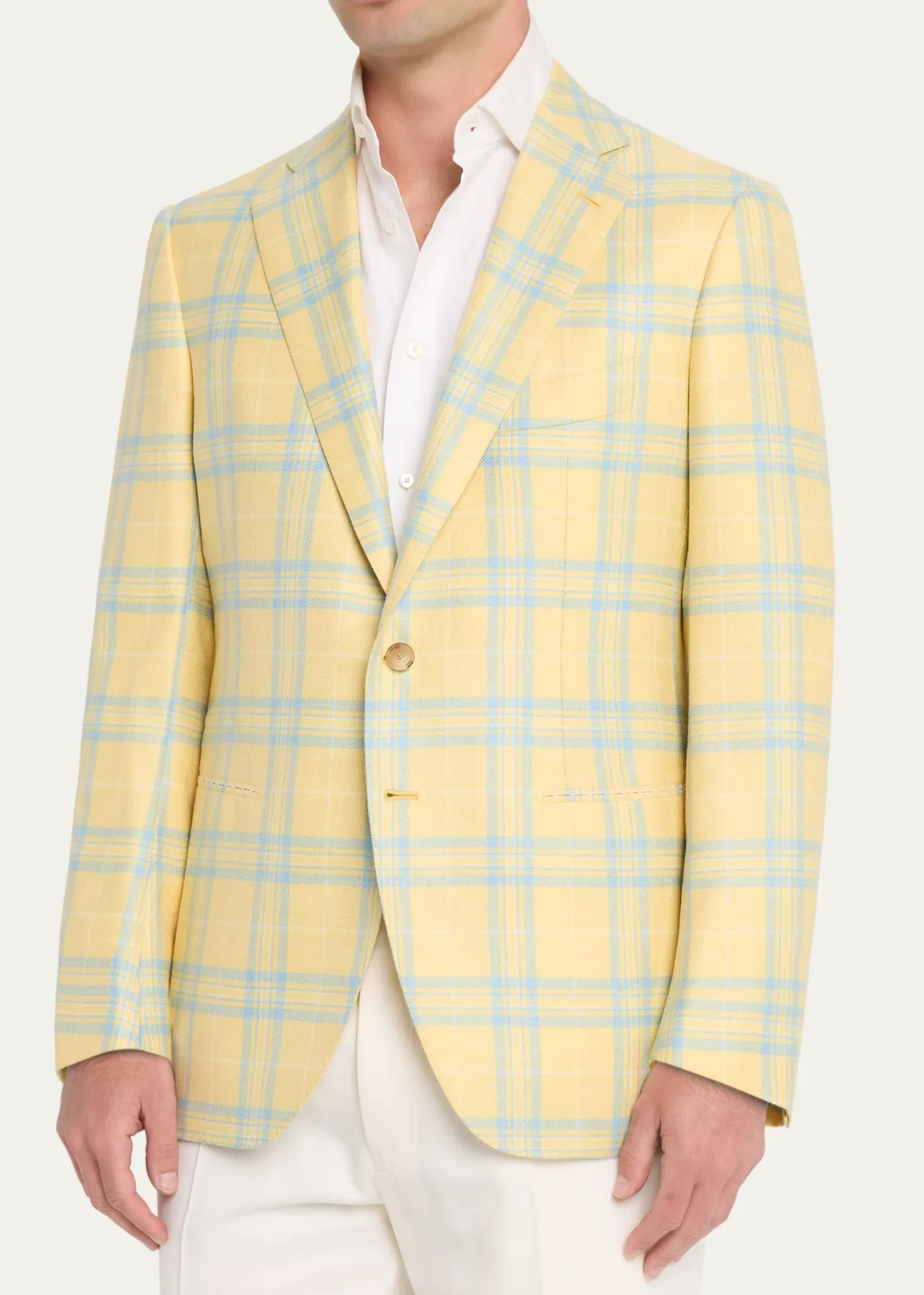 Cesare AttoliniMen's Cashmere and Silk Oversized Plaid Single-Breasted Sport Coat