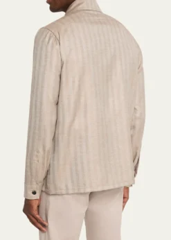 Cesare AttoliniMen's Cashmere and Silk Herringbone Field Jacket