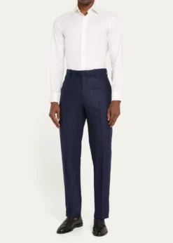 Cesare AttoliniMen's Flat-Front Flannel Trousers