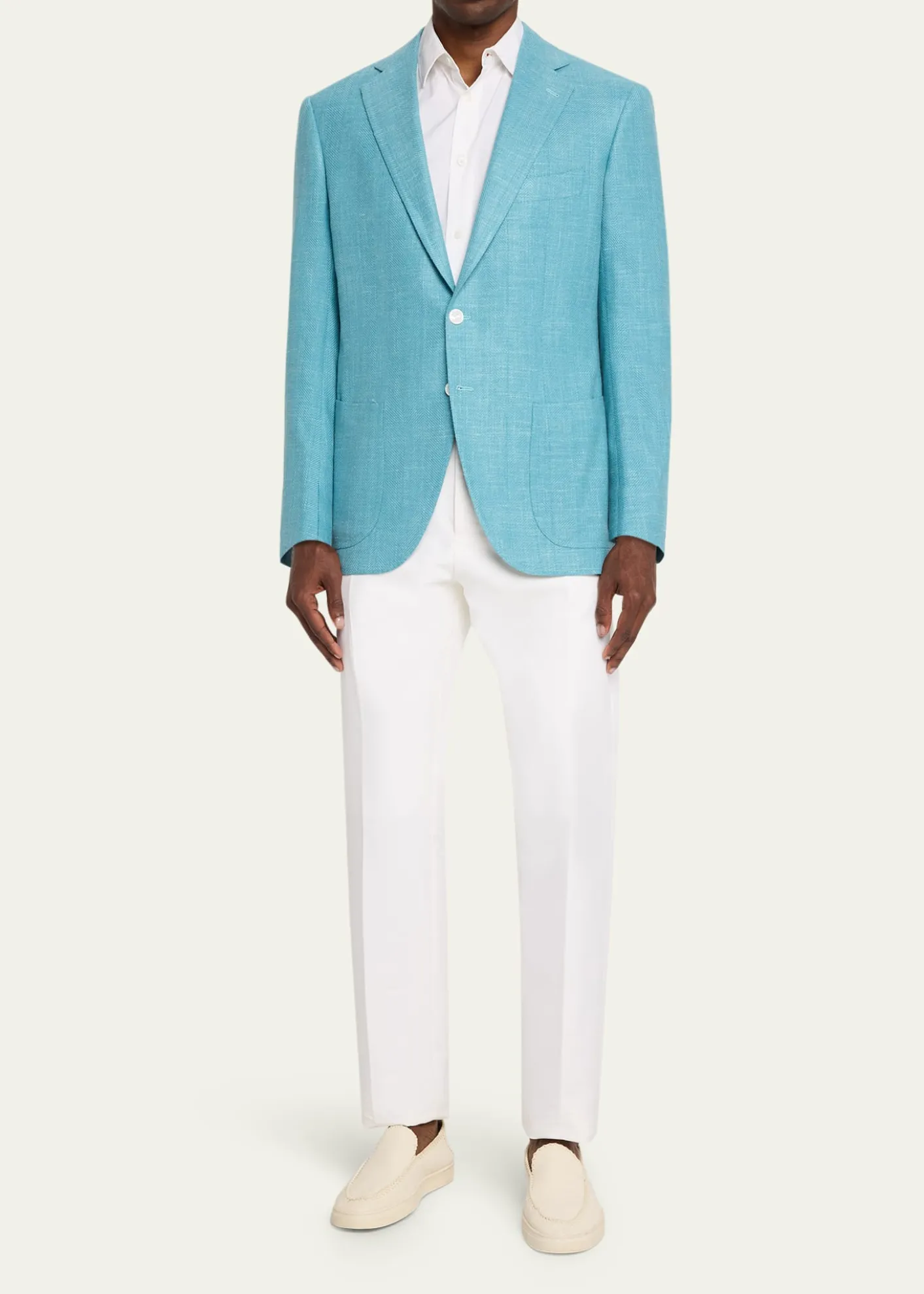 Cesare AttoliniMen's Herringbone Patch Pocket Single-Breasted Sport Coat