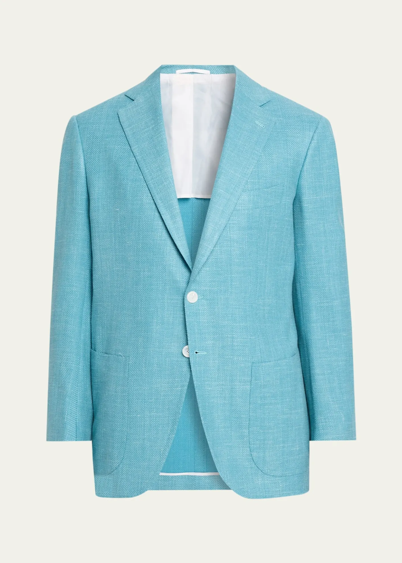 Cesare AttoliniMen's Herringbone Patch Pocket Single-Breasted Sport Coat