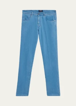 Cesare AttoliniMen's Light-Wash Denim Slim Straight-Leg Jeans