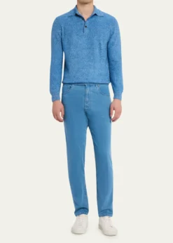 Cesare AttoliniMen's Light-Wash Denim Slim Straight-Leg Jeans