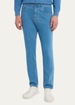 Cesare AttoliniMen's Light-Wash Denim Slim Straight-Leg Jeans