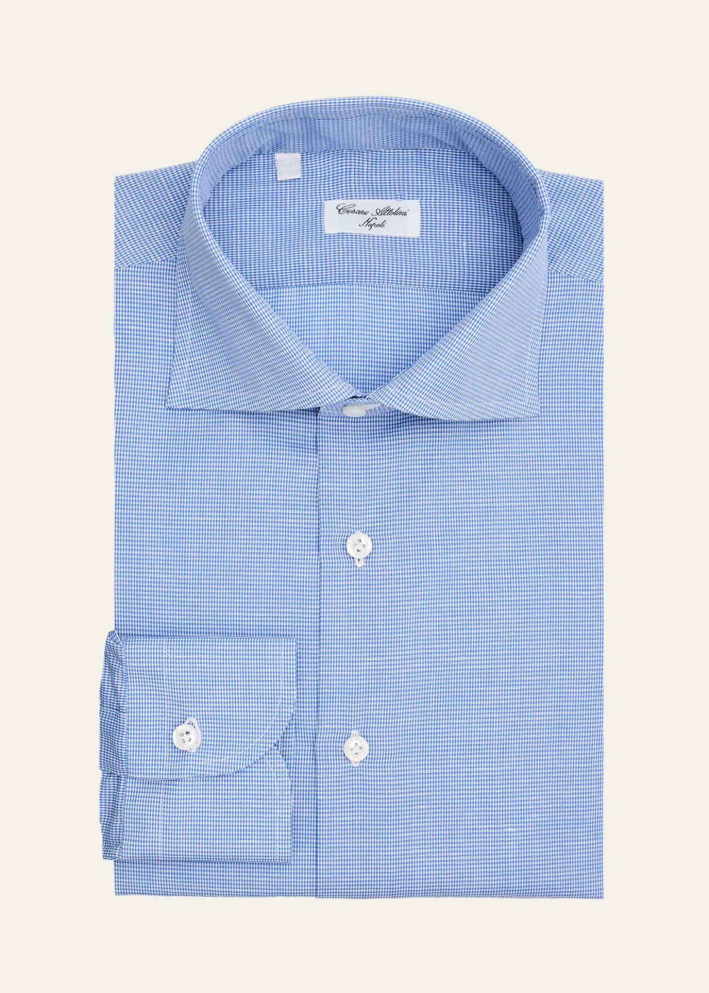 Cesare AttoliniMen's Micro-Check Cotton-Linen Shirt