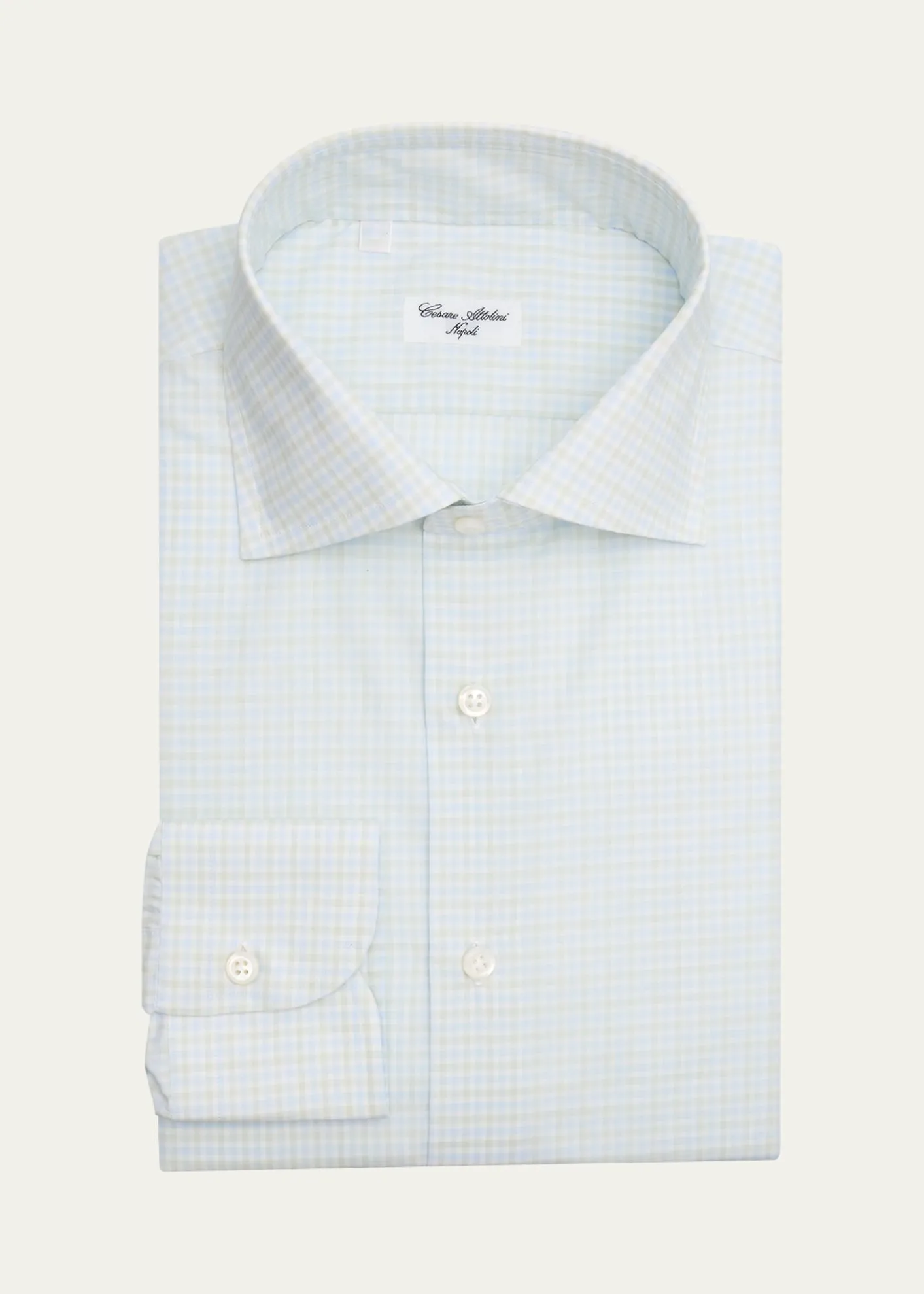 Cesare AttoliniMen's Micro-Gingham Cotton Dress Shirt