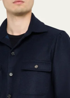 Cesare AttoliniMen's Wool Flap-Pocket Overshirt
